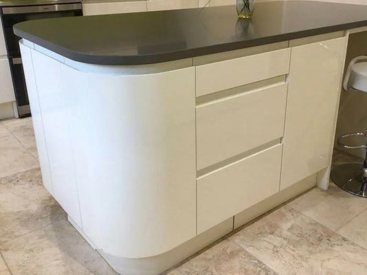 Bespoke Gloss Cream J Handle Kitchen Island and Breakfast Bar Any Size